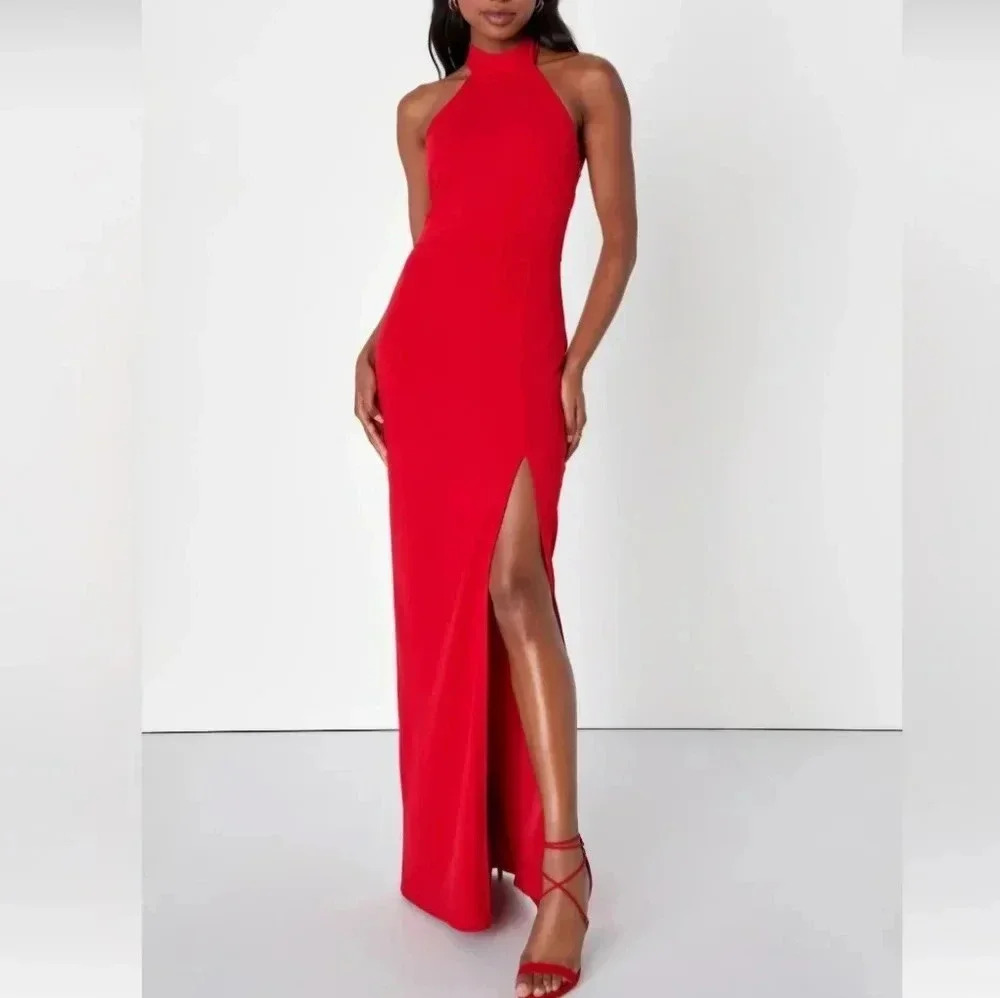Lulus Halter Cocktail Maxi Dress